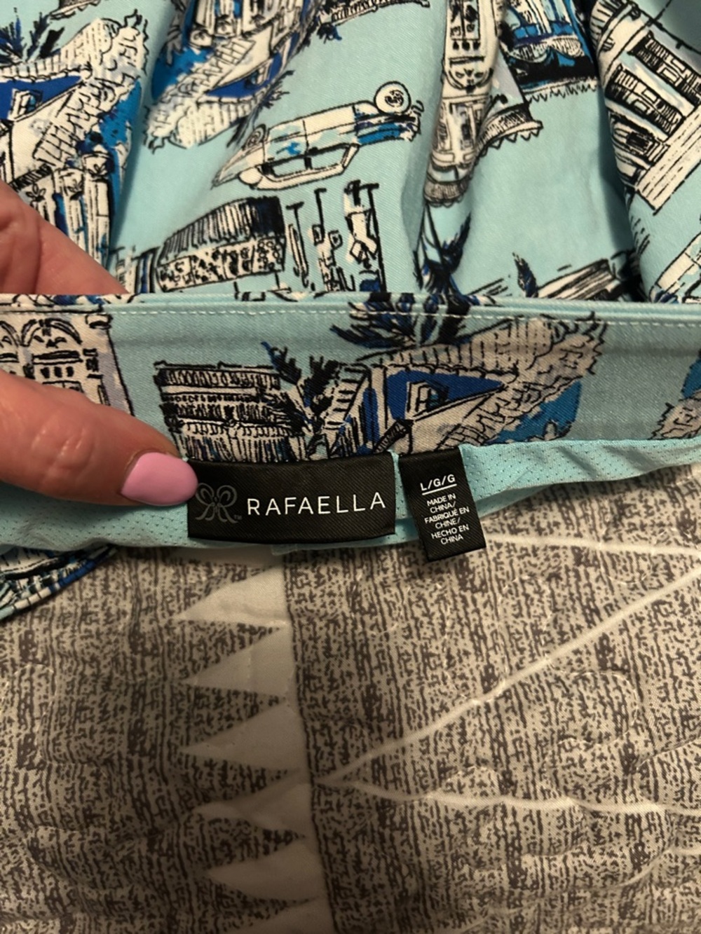 Rafaella Light Blue and White Travel-Print Skort - Picture 2 of 6